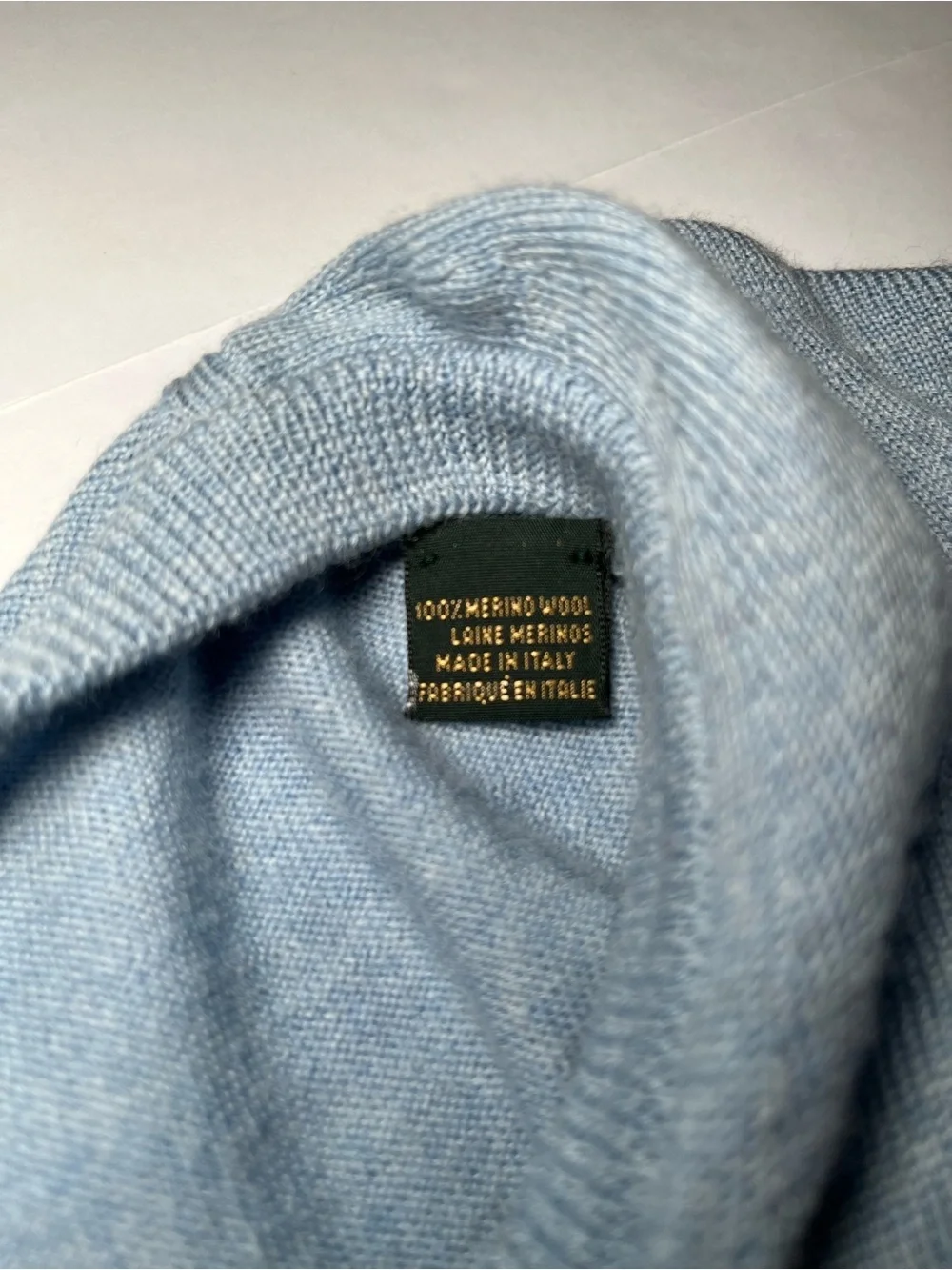 Bobby Jones Blue Merino Wool V-Neck Sweater Size Large Made in Italy
